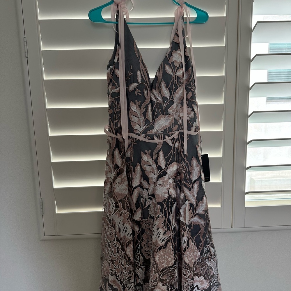 Terani Couture Gray Black Sleeveless Maxi Dress